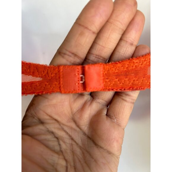 Victorias Secret Orange Lace Bra 36C With Bow Accent - Picture 4 of 8